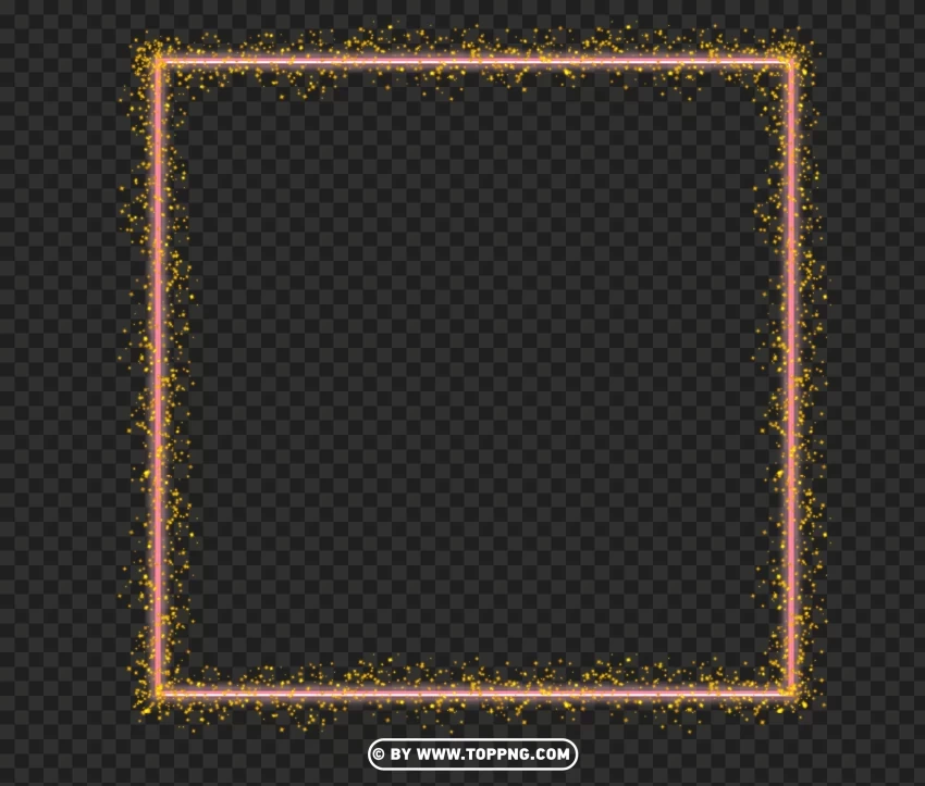 Glowing Pink Sparkle Square Frame Effect Image Transparent PNG Isolated Design Element