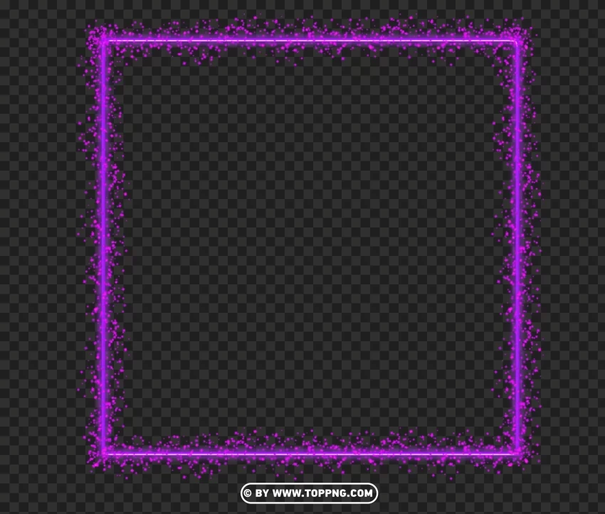 Glowing Purple Sparkle Square Frame Effect Image Transparent PNG Isolated Element