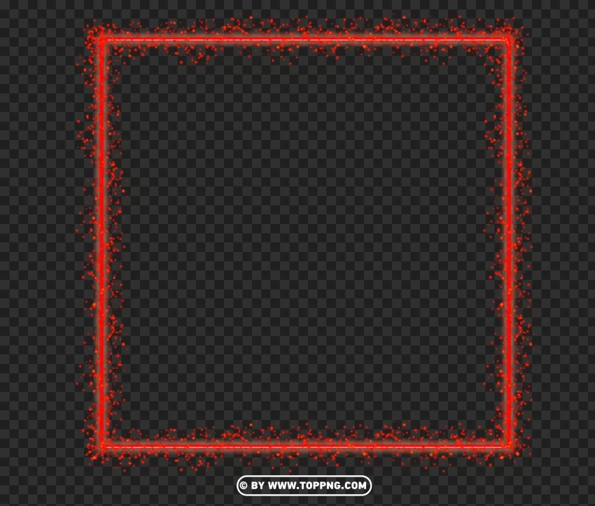 Glowing red Sparkle Square Frame Effect Image Transparent PNG Isolated Element with Clarity