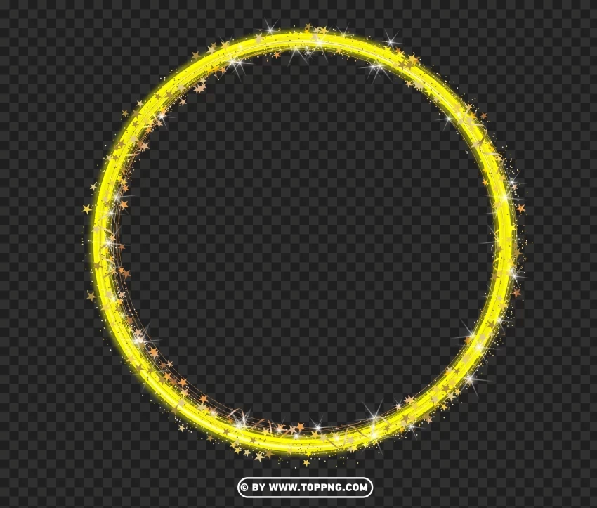 Glowing Yellow Sparkle Circle Frame Effect Image Transparent PNG images pack - Image ID bd610df6