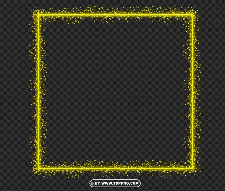 Glowing Yellow Sparkle Square Frame Effect Image Transparent PNG Isolated Graphic Element