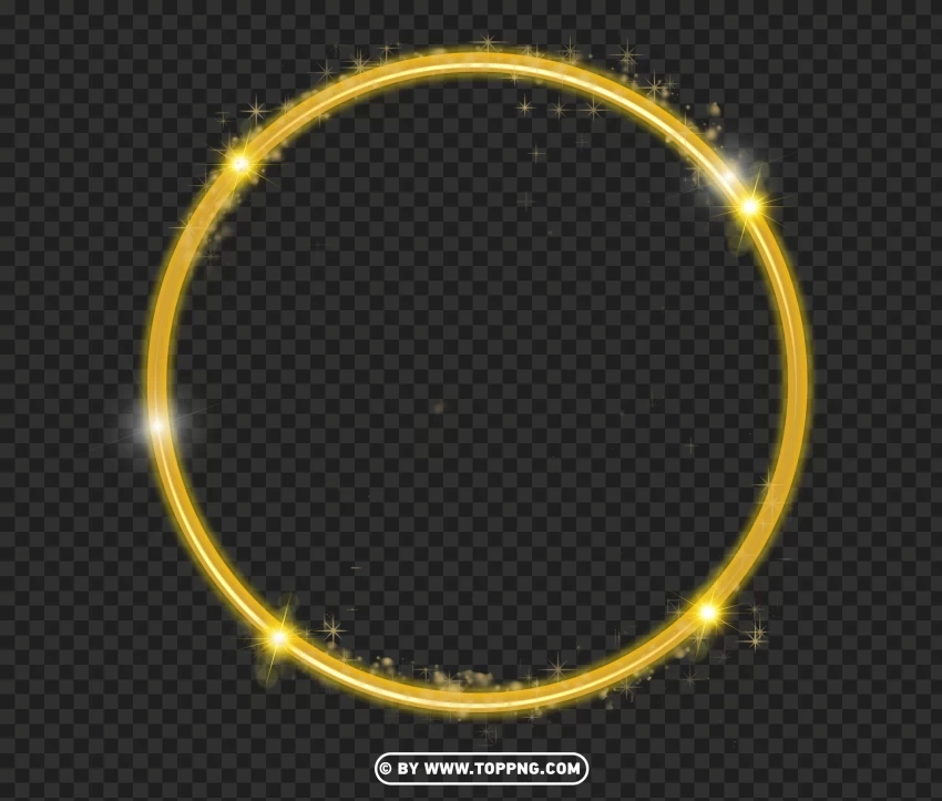 Gold glitter circle frame with light effect vector image Alpha channel PNGs
