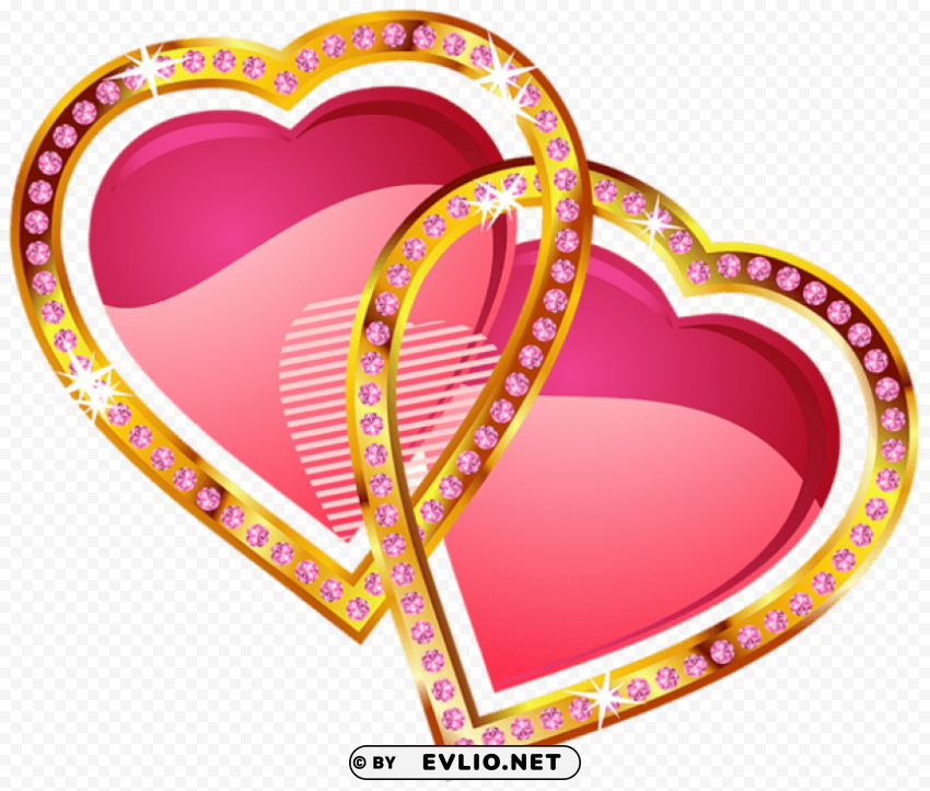 hearts with gold and diamonds PNG files with clear background