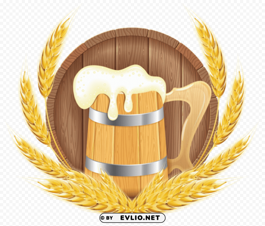 oktoberfest beer barrel mug and wheat Transparent PNG images complete package
