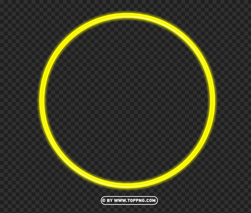 Yellow Glowing Light Neon Lines Circle Image Transparent PNG images for digital art