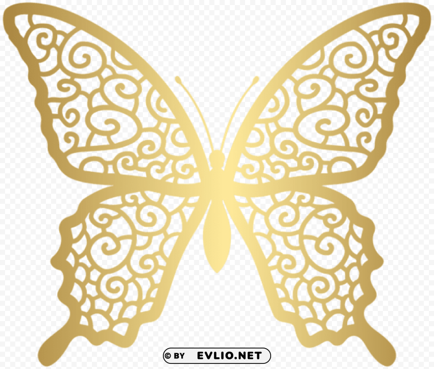 gold decorative butterfly PNG images with no royalties