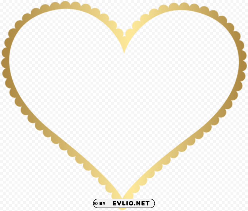 gold heart border frame Transparent PNG Isolated Graphic with Clarity