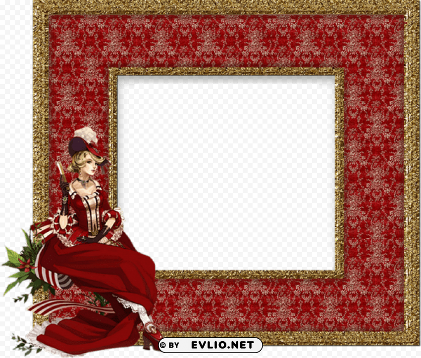redframe with lady PNG for free purposes