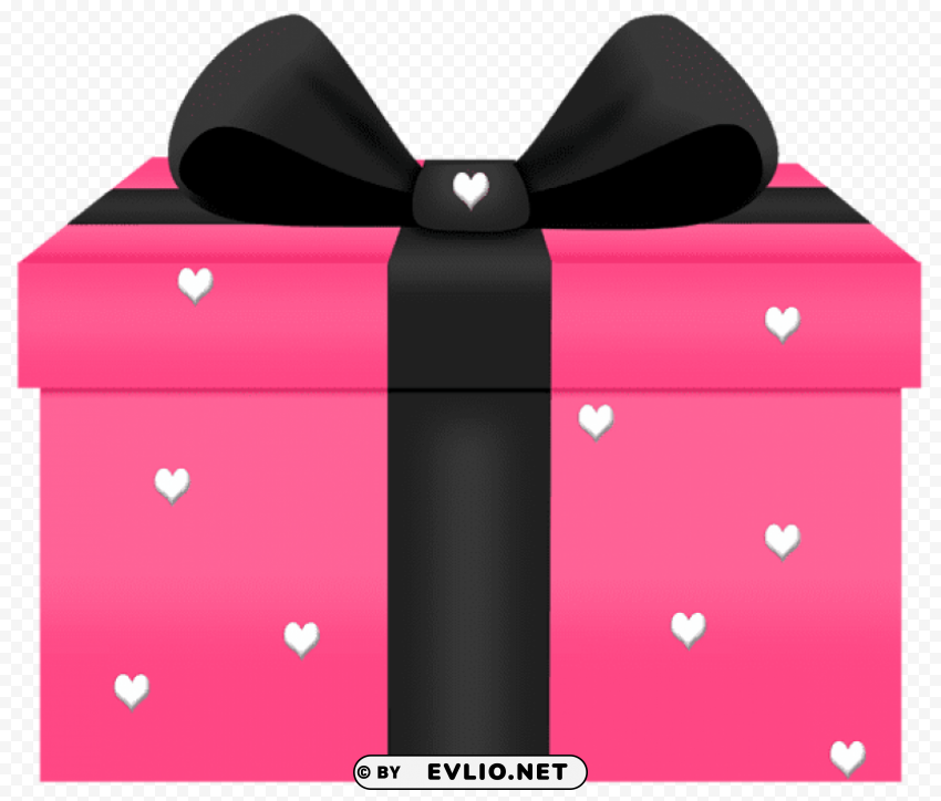 transparent pink gift with hearts decorn PNG file with alpha