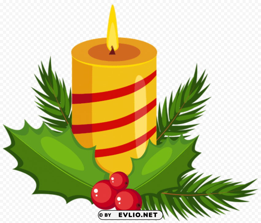 christmas holly candle transparent PNG with no background diverse variety