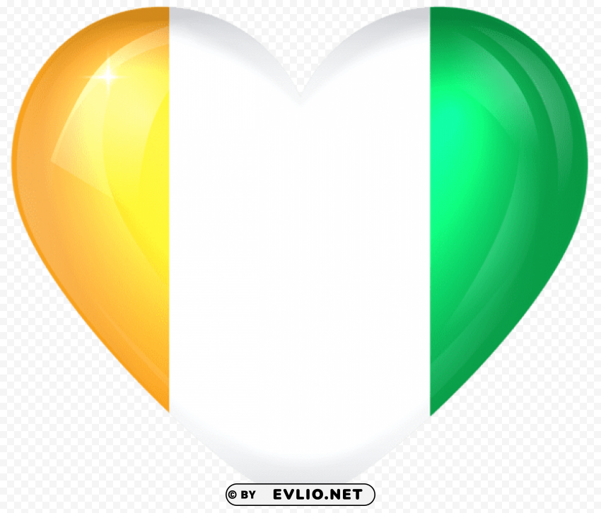 cote d'ivoire large heart flag PNG with transparent background free