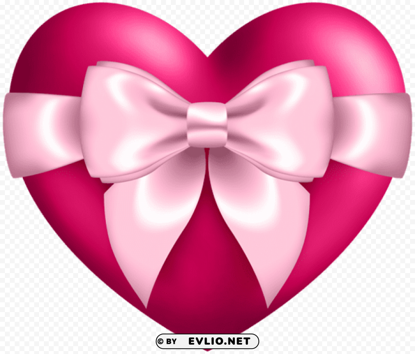 Heart With Bow Isolated Element With Clear PNG Background