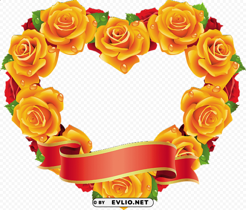 yellow and red roses heart frame Transparent PNG images wide assortment