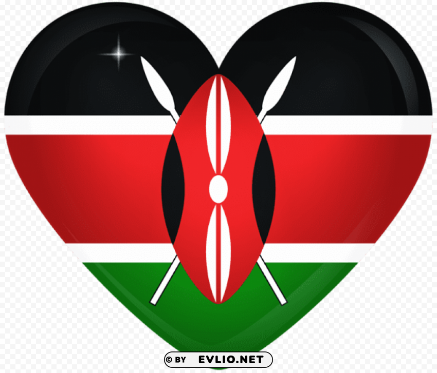kenya large heart flag Transparent PNG Isolated Element with Clarity