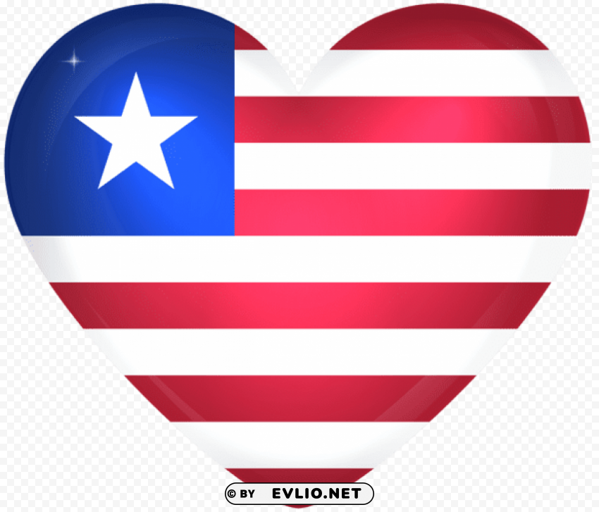 liberia large heart flag Transparent Background Isolated PNG Illustration