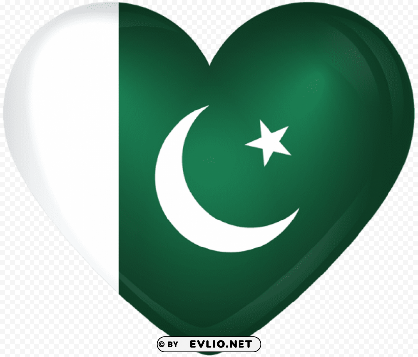 pakistan large heart flag PNG Isolated Design Element with Clarity