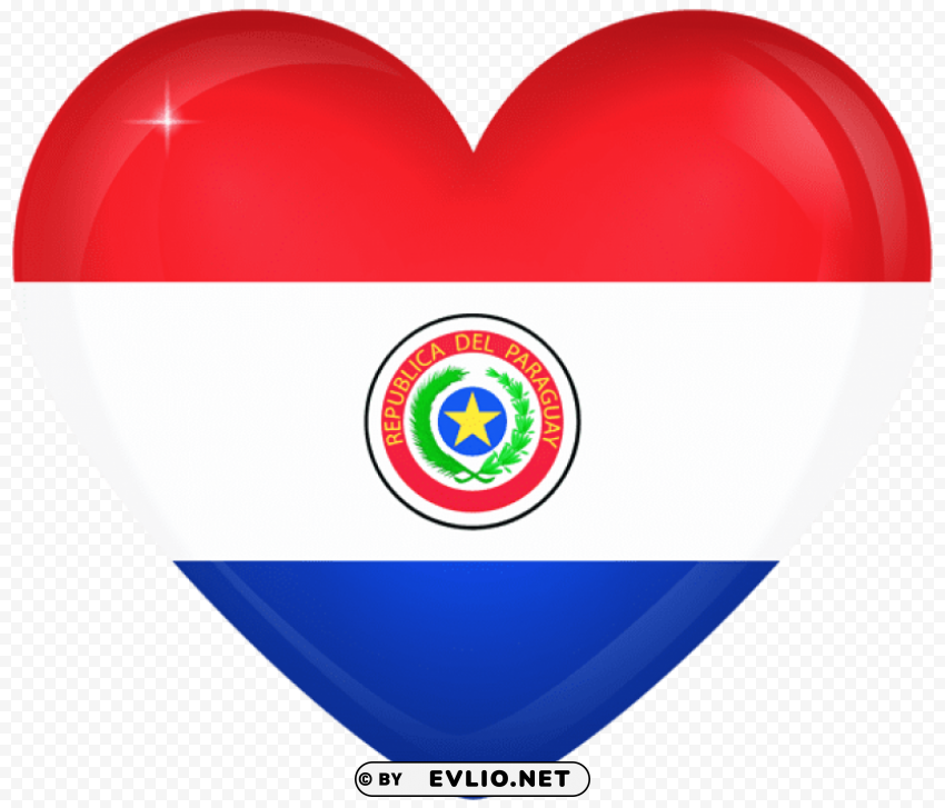 paraguay large heart flag PNG Image with Transparent Isolation