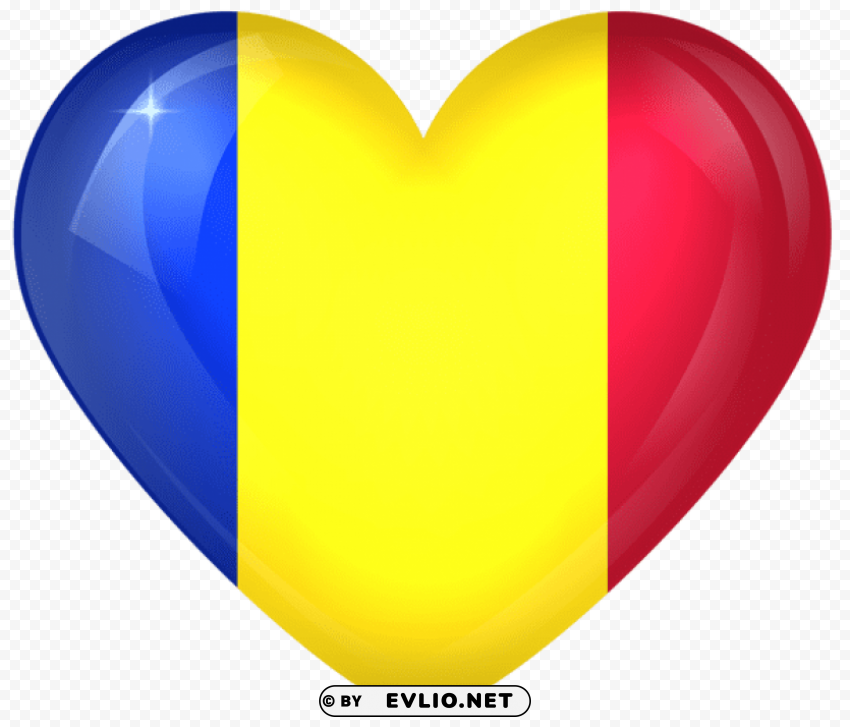 romania large heart flag PNG files with no backdrop required
