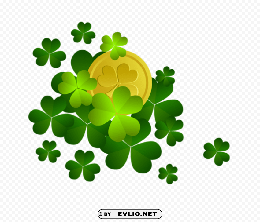 st patricks shamrocks with coin decor PNG with clear transparency