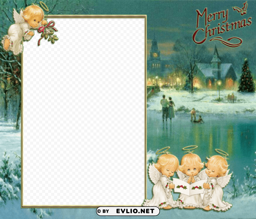  angels christmas retroframe PNG transparent pictures for editing
