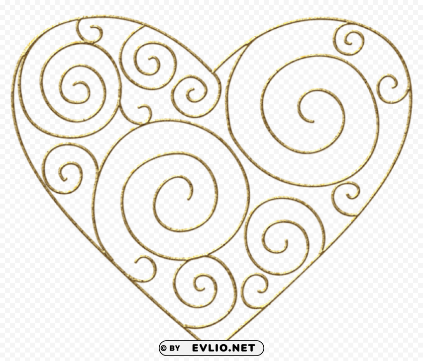  gold deco heartpicture PNG Image Isolated with Transparent Detail