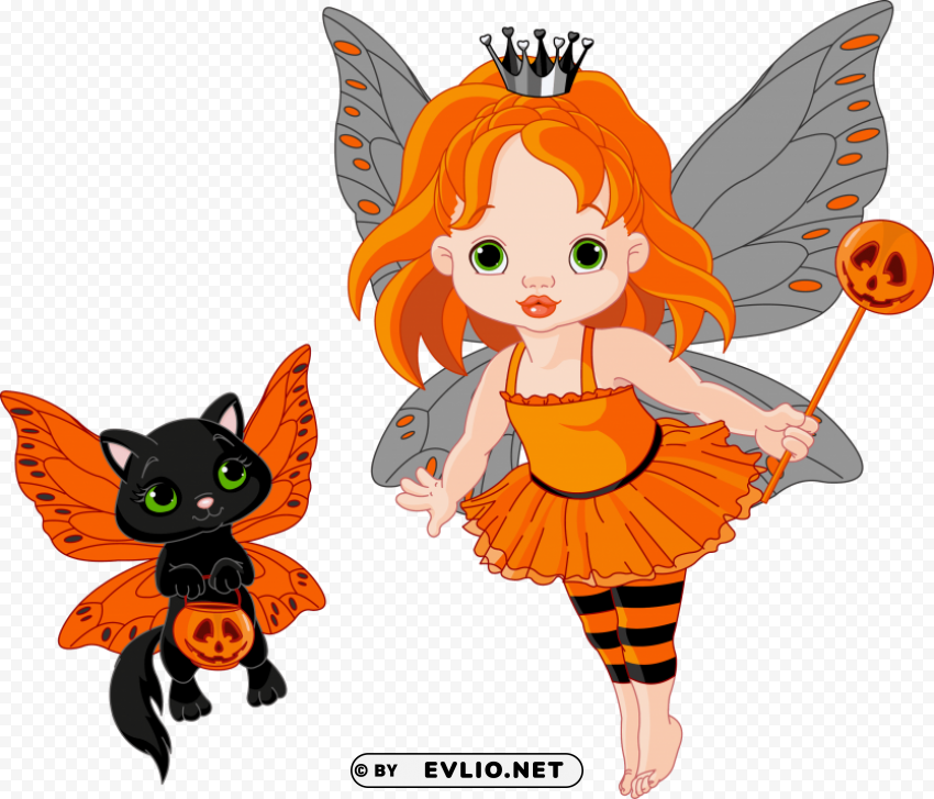  halloween fairy and cat 0 s Isolated Subject with Transparent PNG clipart png photo - 142a841e