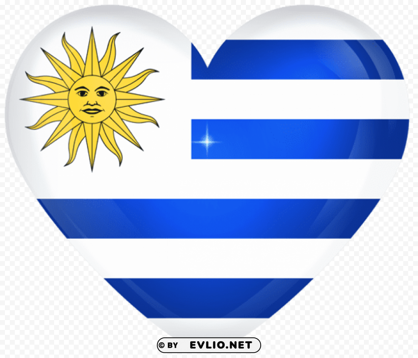 uruguay large heart flag PNG without watermark free