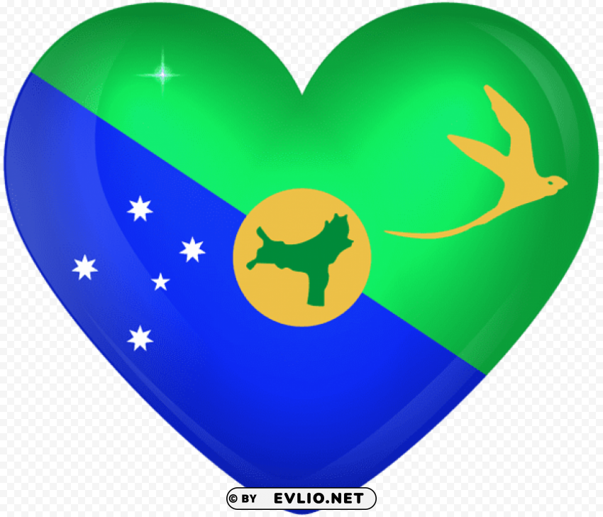 christmas island large heart flag Transparent PNG Isolated Subject Matter
