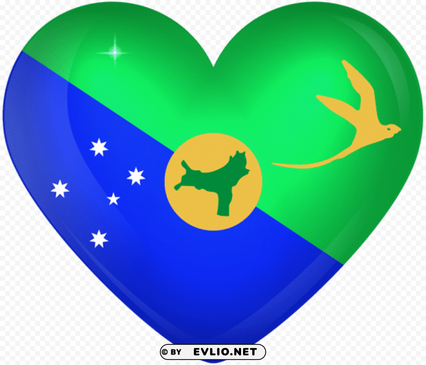 Christmas Island Large Heart Flag Transparent PNG Isolated Subject Matter