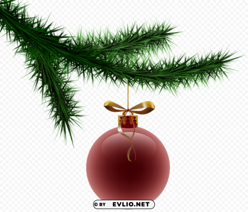 christmas pine branch with ornament PNG graphics with alpha transparency broad collection