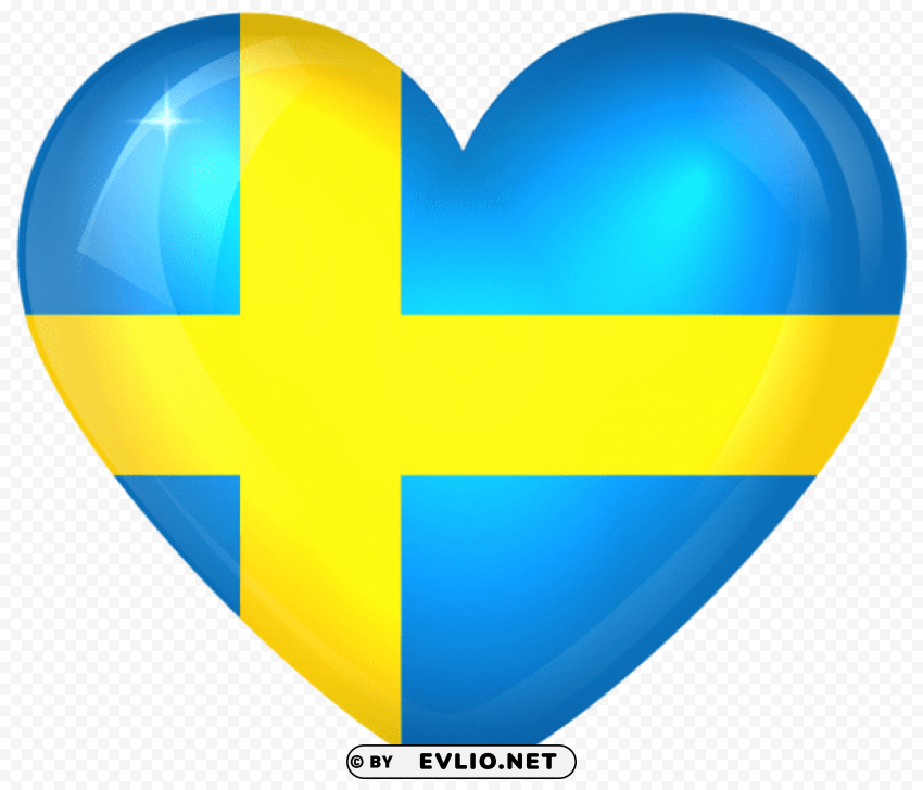 sweden large heart flag Isolated PNG Element with Clear Transparency