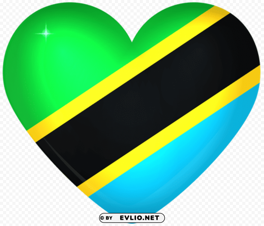 tanzania large heart flag Transparent PNG Isolated Item