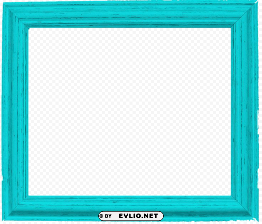 teal border frame pic Clear Background Isolated PNG Object