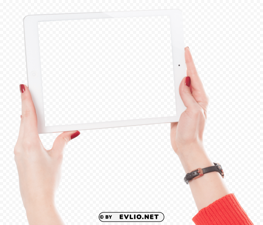 Woman Hands Holding iPad PNG format with no background