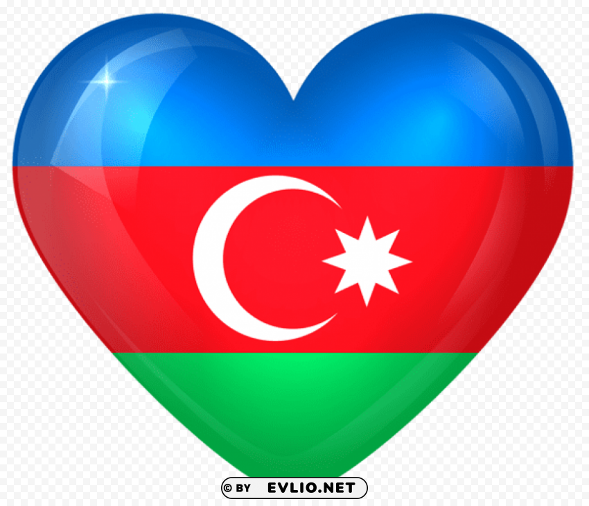 azerbaijan large heart flag Transparent Background PNG Isolated Art