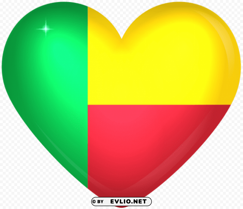 benin large heart flag Transparent Cutout PNG Graphic Isolation