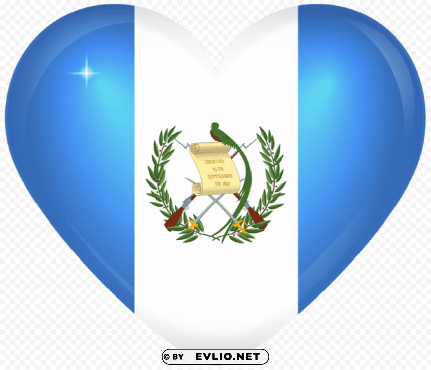 Guatemala Large Heart Flag Transparent Background Isolation Of PNG