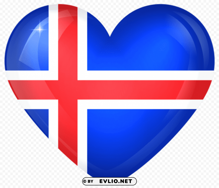 iceland large heart flag PNG free download