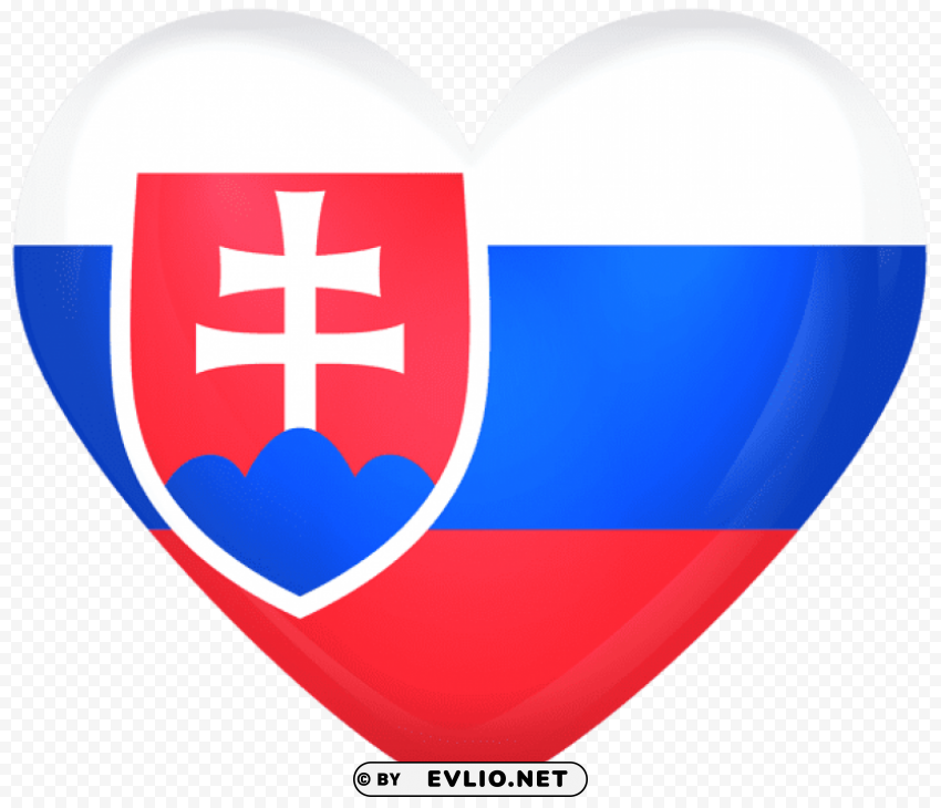 slovakia large heart flag PNG Graphic Isolated on Clear Background Detail