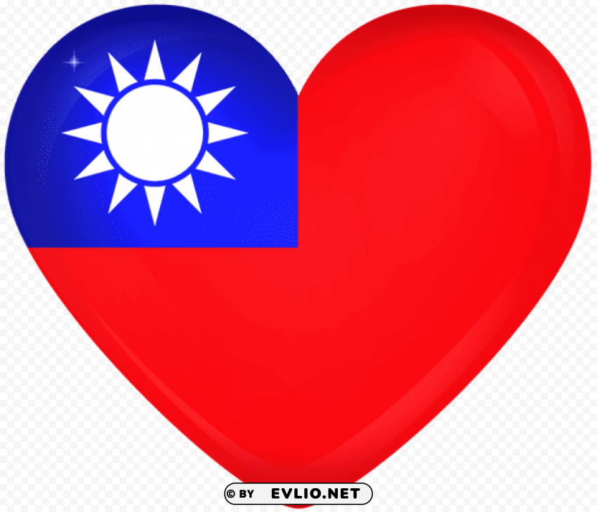taiwan large heart flag PNG pictures with alpha transparency
