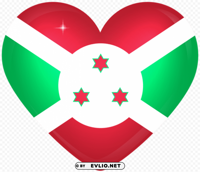 Burundi Large Heart Flag Transparent PNG Download