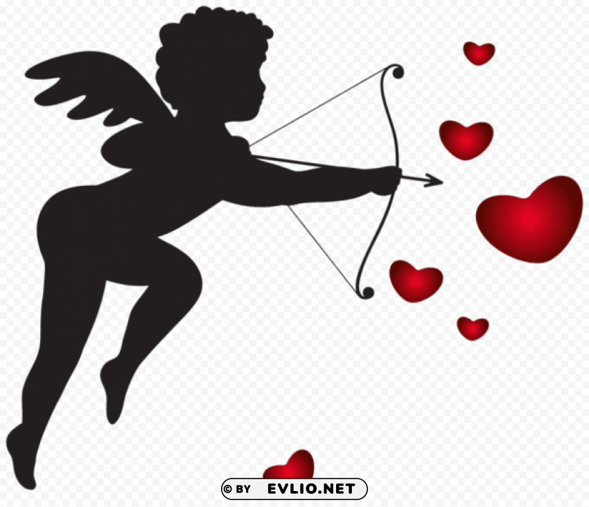 cupid with bow and hearts imag Isolated Illustration in Transparent PNG