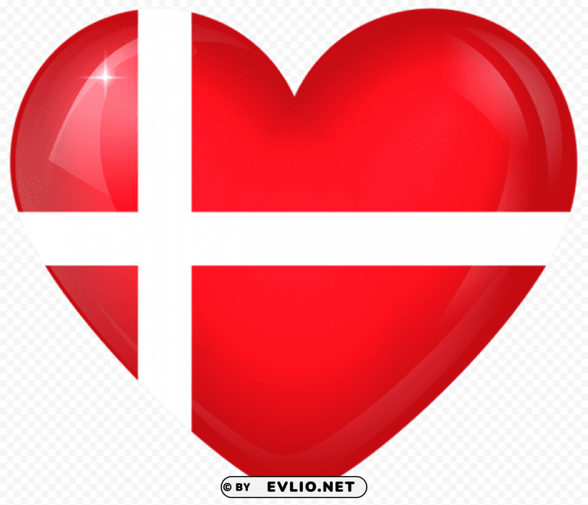 denmark large heart flag Isolated Object on Clear Background PNG