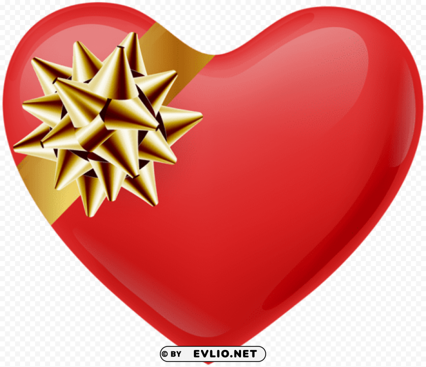 heart with gold bow Isolated Element on HighQuality Transparent PNG