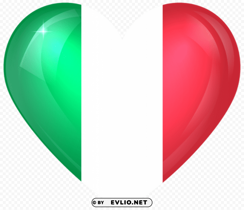 Italy Large Heart Flag PNG Files With Clear Backdrop Collection