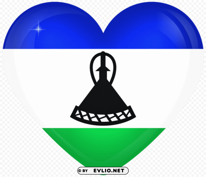 Lesotho Large Heart Flag Clear PNG Pictures Compilation