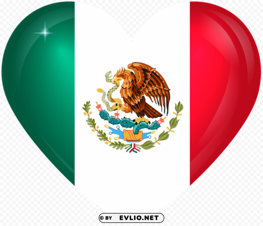 mex large heart flag PNG Illustration Isolated on Transparent Backdrop