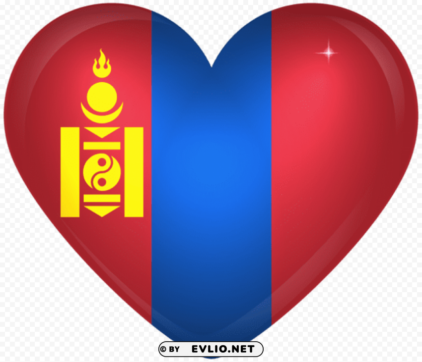 mongolia large heart flag PNG Isolated Object with Clear Transparency