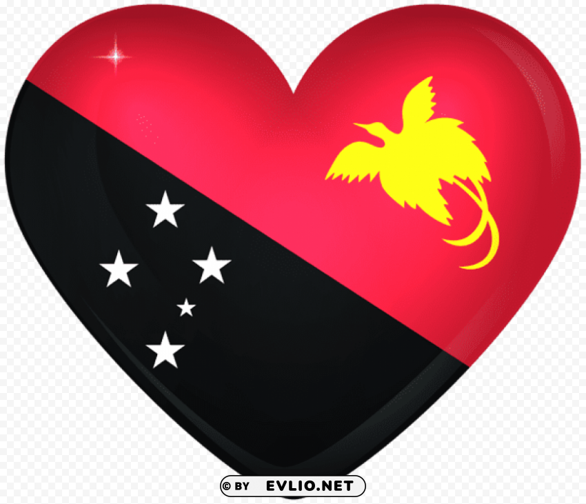 papua new guinea large heart flag Clear PNG file