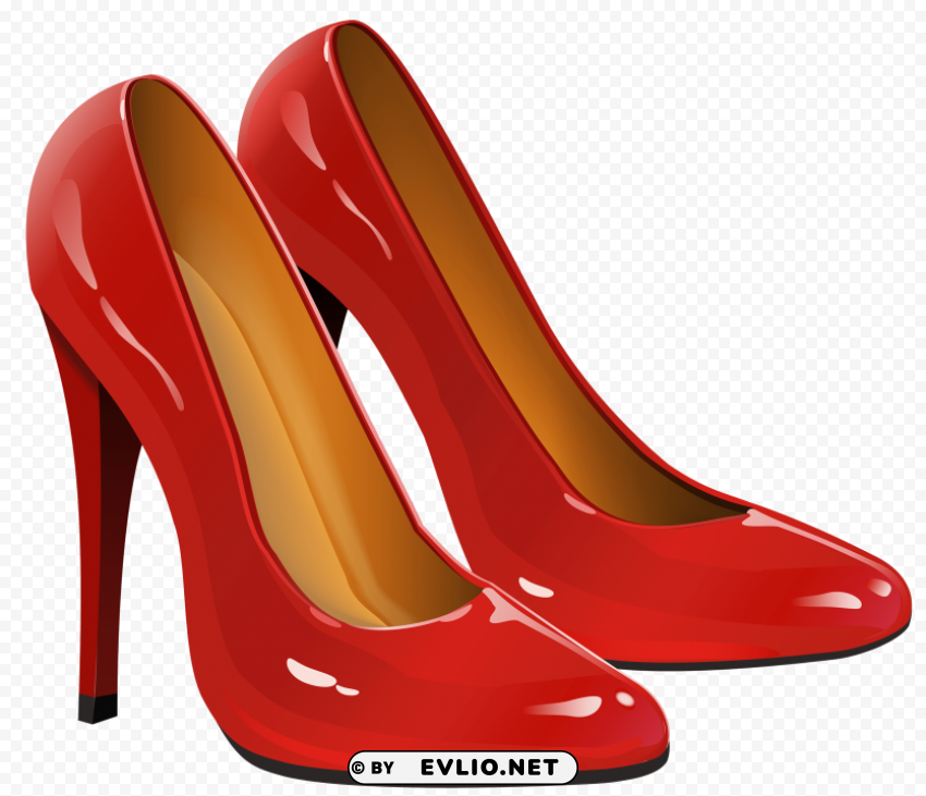 Red Heel Clipart shoes Transparent Background Isolated PNG Design Element